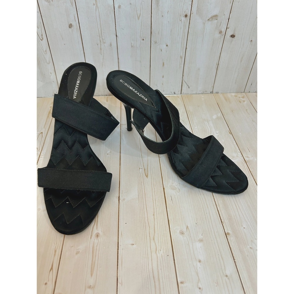 BCBG Max Azria Womens Satin Mid-Foot Band Mule Stiletto High Heel Shoes Sz 9B